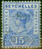 Old Postage Stamp Seychelles 1900 15c Ultramarine SG30 Fine Used