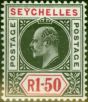 Collectible Postage Stamp from Seychelles 1903 1R50 Black & Carmine SG69 V.F & Fresh Very Lightly Mtd Mint