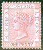 Rare Postage Stamp from Sierra Leone 1876 1d Rose-Red SG17 Fine Mtd Mint