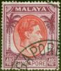 Rare Postage Stamp Singapore 1951 40c Red & Purple SG26 V.F.U