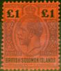 Rare Postage Stamp from Solomon Islands 1914 £1 Purple & Black-Red SG38 Fine & Fresh Mtd Mint