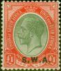 Valuable Postage Stamp from South West Africa 1927 £1 Pale Olive-Green & Red SG57 V.F Lightly Mtd Mint