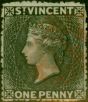 Rare Postage Stamp St Vincent 1871 1d Black SG15 Fine Used