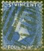 Valuable Postage Stamp from St Vincent 1883 4d Ultramarine-Blue SG43x Wmk Reversed Fine Used