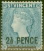 Rare Postage Stamp from St Vincent 1890 2 1/2d on 1d Grey-Blue SG55 Fine Lightly Mtd Mint