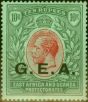 Old Postage Stamp Tanganyika G.E.A 1917 10R on Emerald Back SG60a Fine & Fresh MM