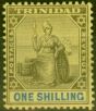 Old Postage Stamp from Trinidad 1904 1s Black & Blue-Yellow SG141 Fine Mtd Mint
