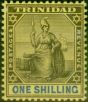 Old Postage Stamp Trinidad 1904 1s Black & Blue-Yellow SG141 V.F VLMM