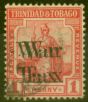 Old Postage Stamp from Trinidad & Tobago 1918 War Tax 1d Scarlet SG189a Opt Double Fine Used