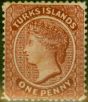 Rare Postage Stamp Turks Islands 1881 1d Brown-Red SG49 Good MM