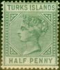 Valuable Postage Stamp from Turks Islands 1885 1/2d Pale Green SG53a Fine Mtd Mint