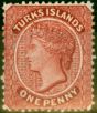Valuable Postage Stamp from Turks Islands 1889 1d Crimson-Lake SG62 Fine Mtd Mint