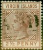 Old Postage Stamp from Virgin Islands 1879 2 1/2d Red-Brown SG25 Good Used