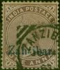 Collectible Postage Stamp from Zanzibar 1895 1a Plum SG4p Opt in Blue-Black Fine Used