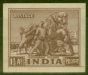 Rare Postage Stamp from India 1949 1 1/2a Purple-Brown Konarak Horse Unadopted Imperf Essay on Gummed Wmk Paper V.F Mint