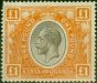 Old Postage Stamp KUT 1922 £1 Black & Orange SG95 Good & Fresh MM