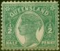 Rare Postage Stamp from Queensland 1895 1/2d Green SG223 Fine Mtd Mint