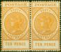Collectible Postage Stamp from South Australia 1907 10d Dull Yellow SG287 Fine MNH Pair