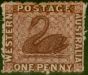 Valuable Postage Stamp Western Australia 1863 1d Lake SG50 Fine MM