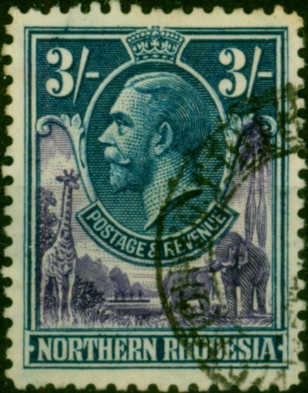 Northern Rhodesia 1929 3s Violet & Blue SG13 Fine Used (2). King George V (1910-1936) Used Stamps