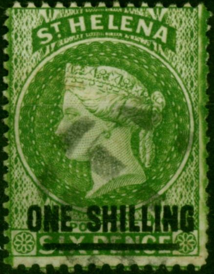 St Helena 1880 1s Yellow-Green SG30 Type B P.14 Fine Used (2). Queen Victoria (1840-1901) Used Stamps