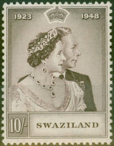 Swaziland 1948 RSW 10s Purple-Brown SG47 Fine MNH  King George VI (1936-1952) Old Royal Silver Wedding Stamp Sets