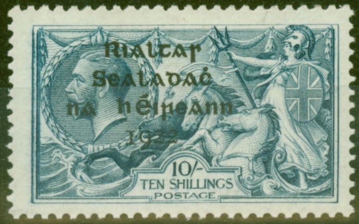 Rare Postage Stamp from Ireland 1922 10s Dull Grey-Blue SG21 V.F Mtd Mint Full Perfs & Rich Vivid Colour