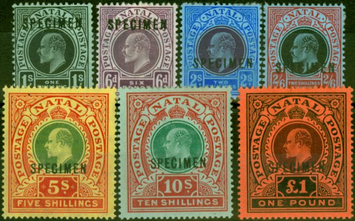Collectible Postage Stamp Natal 1908-09 Specimen Set of 7 SG165s-171s Fine MM