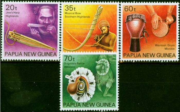 Valuable Postage Stamp Papua New Guinea 1990 Musical Instruments Set of 4 SG628-631 V.F MNH