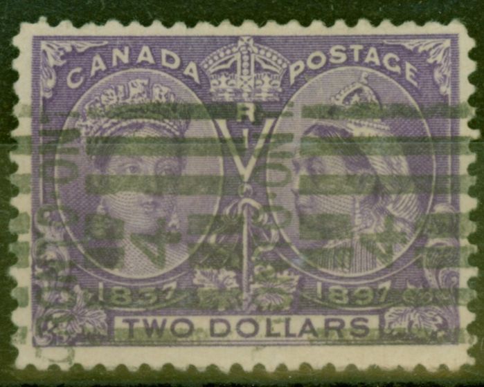Rare Postage Stamp from Canada 1897 $2 Deep Violet SG137 Fine Used Roller Cancel