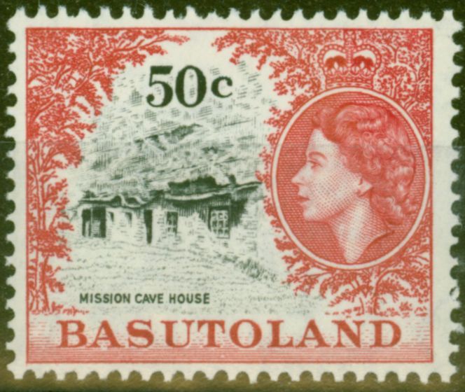 Old Postage Stamp from Basutoland 1962 50c Black & Carmine-Red SG78 Fine Lightly Mtd Mint