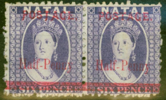 Valuable Postage Stamp from Natal 1895 1/2d on 6d Violet SG114ka Long Tail to P, T, A & Comma Fine Mtd Mint