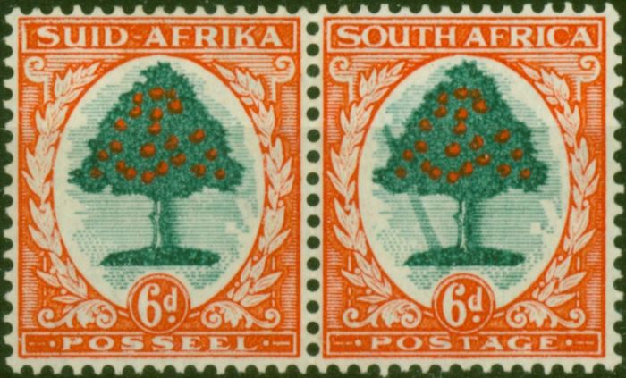 South Africa 1937 6d Green & Vermilion SG61a 'Falling Ladder Flaw' Fine LMM  King George VI (1936-1952) Collectible Stamps