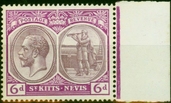 Rare Postage Stamp St Kitts and Nevis 1924 6d Dull & Bright Purple SG46 V.F MNH