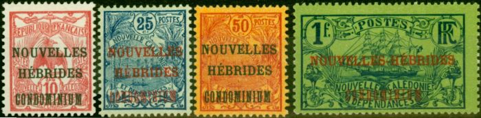 Collectible Postage Stamp from New Hebrides French 1910 Set of 4 ex 5c SGF7-F10 Fine Mtd Mint