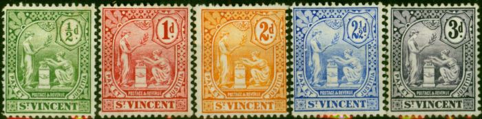 Rare Postage Stamp St Vincent 1907-08 Set of 5 SG94-98 Fine MM