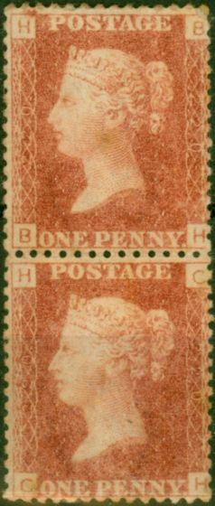 Collectible Postage Stamp GB 1864 1d Rose-Red SG43-44 Pl 220 Fine MM Pair (B-H, C-H)