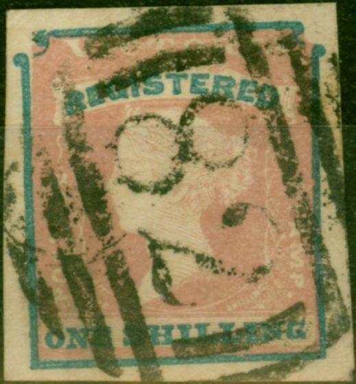 Rare Postage Stamp Victoria 1854 1s (Registered) Rose-Pink & Blue SG34 3rd Ptg Position 9 Fine Used