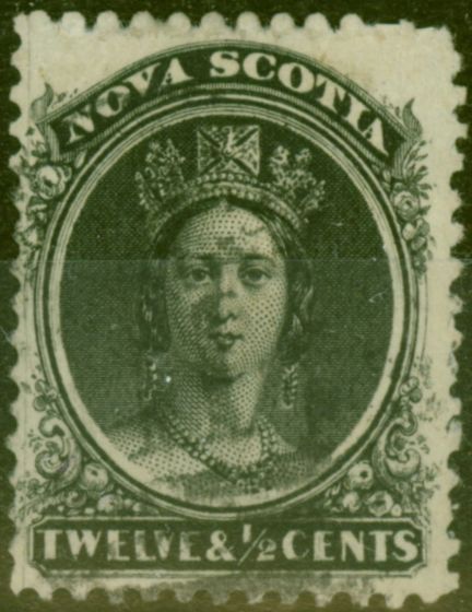 Rare Postage Stamp from Nova Scotia 1860 12 1/2c Black SG29 Fine Used