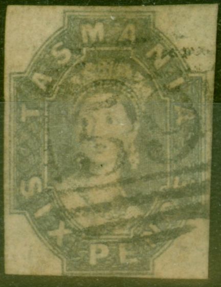 Valuable Postage Stamp from Tasmania 1860 6d Grey SG45 Good Used