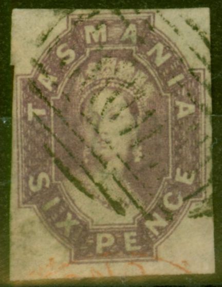 Collectible Postage Stamp from Tasmania 1867 6d Reddish Mauve SG49 Fine Used