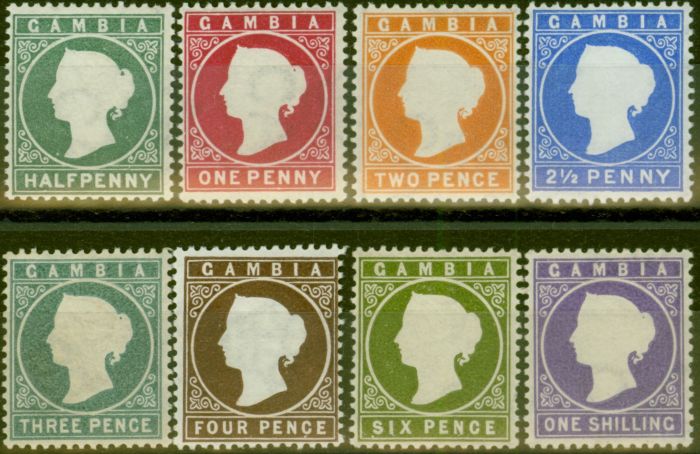 Rare Postage Stamp from Gambia 1886-93 set of 8 SG21-35 V.F Very Lightly Mtd Mint