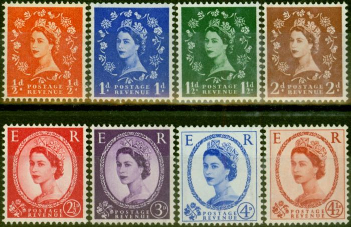 Valuable Postage Stamp GB 1958-59 Graphite Lined Set of 8 SG587-594 V.F VLMM