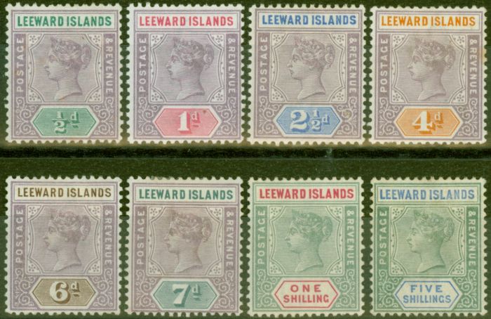 Rare Postage Stamp from Leeward Islands 1890 set of 8 SG1-8 Fine Mtd Mint