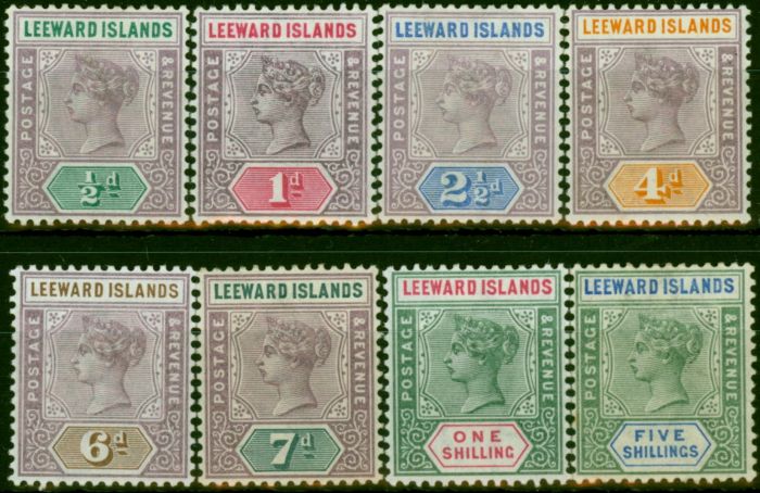 Old Postage Stamp Leeward Islands 1890 Set of 8 SG1-8 V.F MNH & VLMM