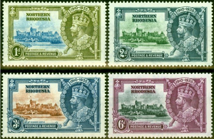 Collectible Postage Stamp from Northern Rhodesia 1935 Jubilee Set of 4 SG18-21 Fine Lightly Mtd Mint