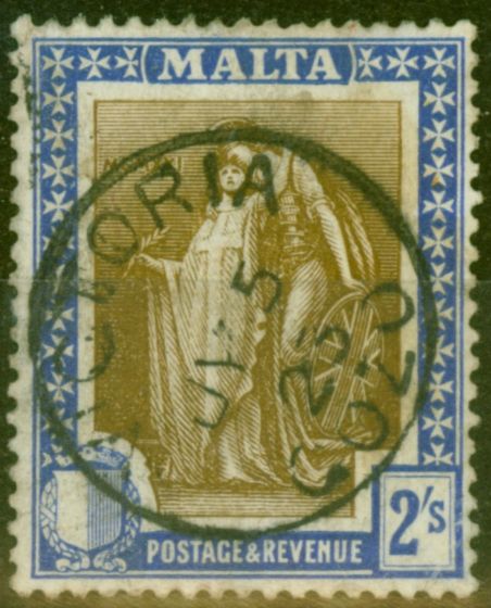 Collectible Postage Stamp from Malta 1922 2s Brown & Blue SG135 V.F.U VICTORIA GOZO CDS