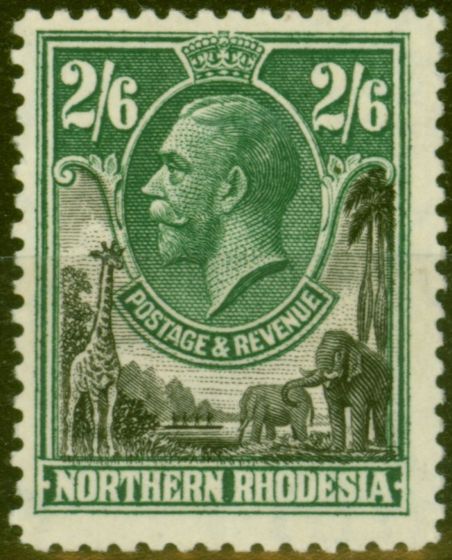 Collectible Postage Stamp from Northern Rhodesia 1925 2s6d Black & Green SG12 Fine Mtd Mint