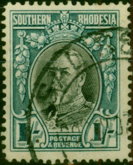 Southern Rhodesia 1937 1s Black & Greenish Blue SG23b P.14 V.F.U . King George VI (1936-1952) Used Stamps