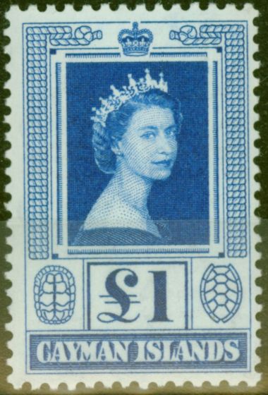 Rare Postage Stamp from Cayman Islands 1959 £1 Blue SG161a V.F MNH